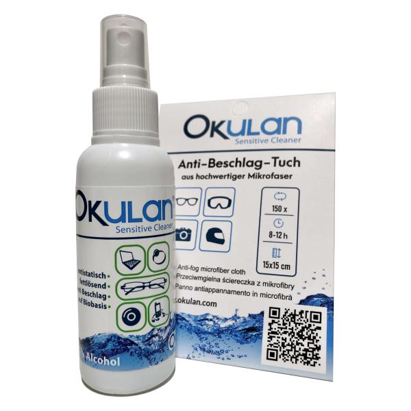 OKulan Set Uno Sensitive Cleaner Brillenreiniger + OKulan Anti-Beschlag-Tuch